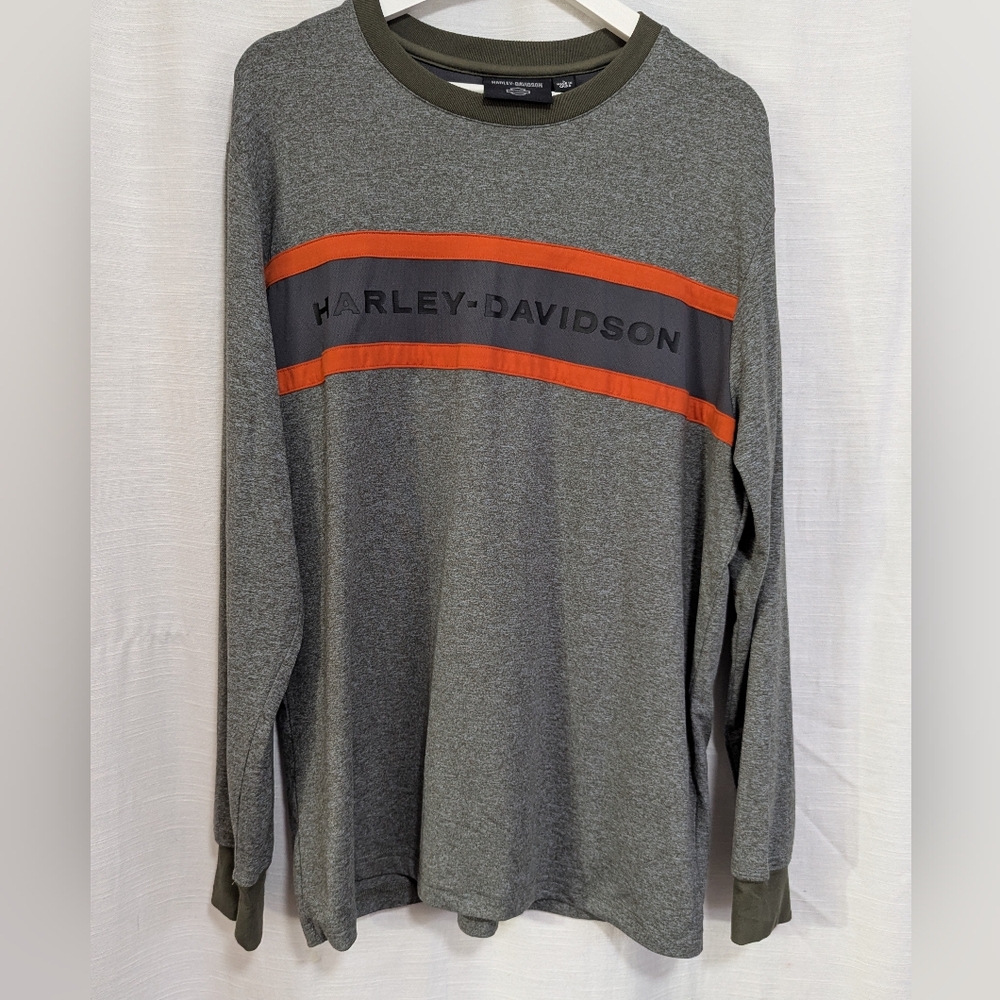 Harley Davidson Mens L Performance Heathered Army Green Vent Back